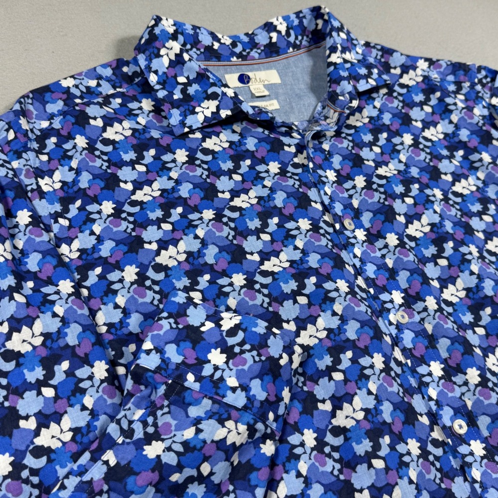 Boden Mens XXL Regular Fit Blue Floral Long Sleeve Button Down Shirt